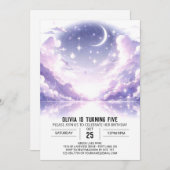 天かわいらし線デジタル誕生日 招待状 (正面/裏面)