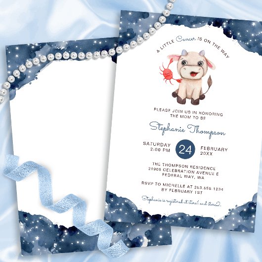 天がん星占いサイン赤ちゃんシャワー 招待状