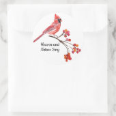 天と自然が赤いカーディナルホリデーを歌う ラウンドシール (バッグ)