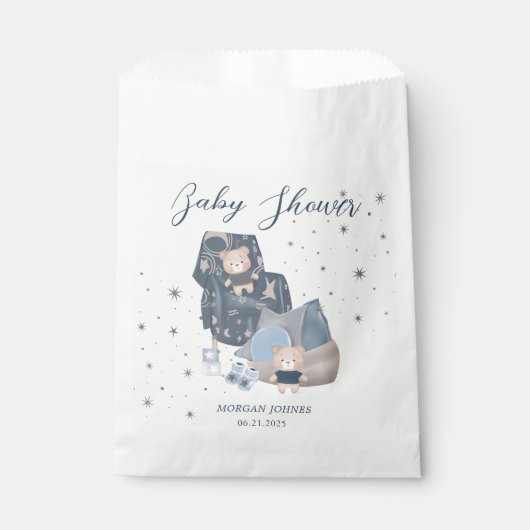 天にかわいいクマ星赤ちゃんシャワー フェイバーバッグ (正面)