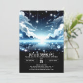 天にかわいい天体デジタル誕生日 招待状 (スタンド正面)