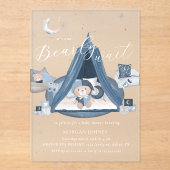 天のかわいい真珠のように待つ赤ちゃんシャワー アクリル招待状 (正面)