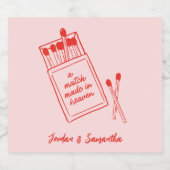 天のめぐり合わせ ピンクと赤のレトロ スパークリングワインラベル (シングルラベル)