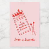 天のめぐり合わせ ピンクと赤のレトロ ミニ ワインラベル (シングルラベル)