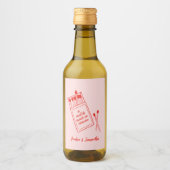 天のめぐり合わせ ピンクと赤のレトロ ミニ ワインラベル (正面)