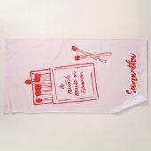 天のめぐり合わせ ピンク&レッド オーダーメイド ビーチタオル (正面)