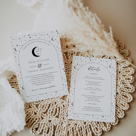 天のアーチ型の結婚式招待状をすべて1つに 招待状