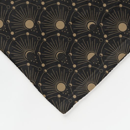 天のアールデコ1920年代のヴィンテージムーンと星 フリースブランケット (角)