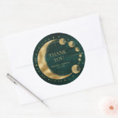 天のエメラルドゴールドムーンフェアウェディング御礼 ラウンドシール (封筒)
