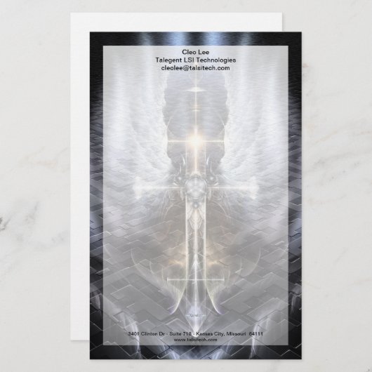 天のエンジェルウィングクロス文房具縁ど付 便箋 (正面/裏面)