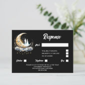 天のカップルのシルエット月夜空 出欠カード (スタンド正面)