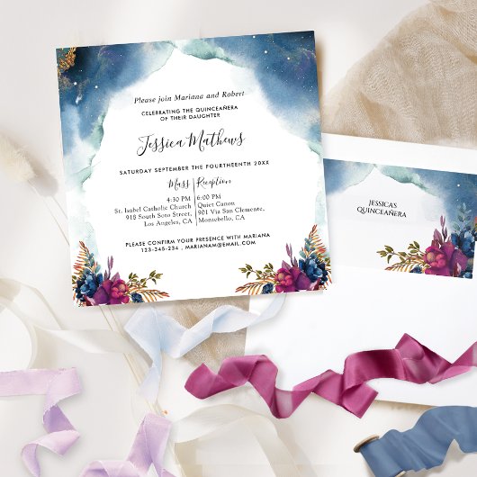 天のキンセアニエラ 青 紫 ティール フクシア 招待状