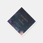 天のギフトミッドナイトブルースカイスターウォーターカラー スタンダードカクテルナプキン (角)