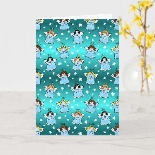 天のクリスマスエンジェルズパターン カード (黄色い花)