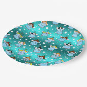 天のクリスマスエンジェルズパターン ペーパープレート (アングル)