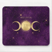 天のゴールデントリプルムーンパープルモノグラム マウスパッド (正面)