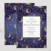 天のスパイラルゴールド スターズ ムーンスターズ ウェディング 招待状 (正面/裏面)