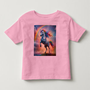 天のスペクトル:レインボーユニコーンの弧 トドラーTシャツ