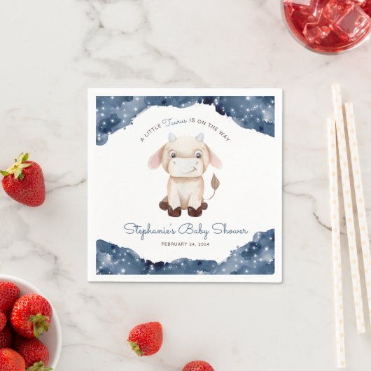 天のタウロスの水色ベビーシャワー スタンダードカクテルナプキン (インサイチュ)