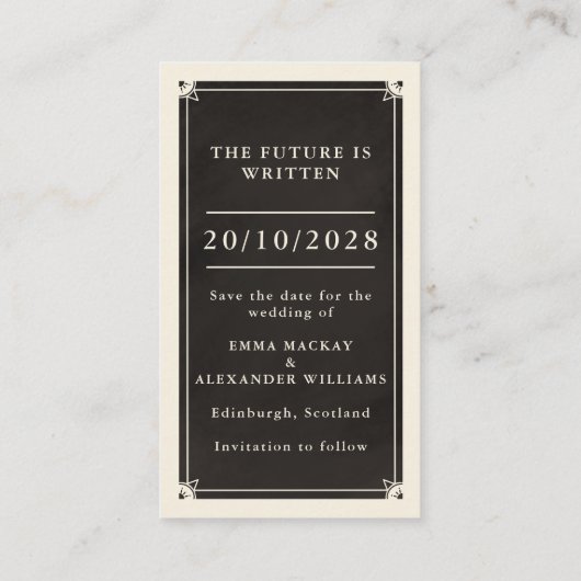 天のタロット結婚式の日付カードを保存 名刺 (裏面)