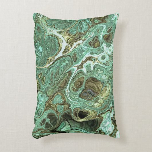 天のティール(緑がかった色)と灰色の大理石の渦巻きアクセント枕 アクセントクッション (正面(垂直))