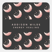 天のバラ金ゴールド三日月の星模様 スクエアシール (正面)