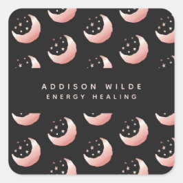 天のバラ金ゴールド三日月の星模様 スクエアシール