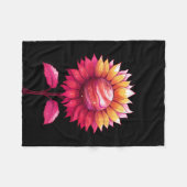 天のバラ黒 フリースブランケット (正面(横))