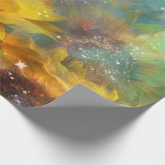 天のヒマワリの芸術のギフト用包装紙 ラッピングペーパー (角)