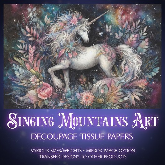 天のファンタジーフローラUnicorn Decompage 薄葉紙