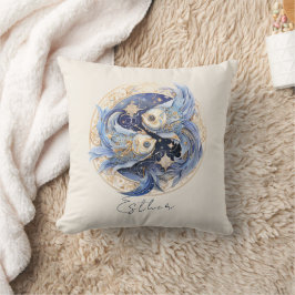 天のファンタジー魚の〔占星術の〕十二宮図記号の魚座 クッション