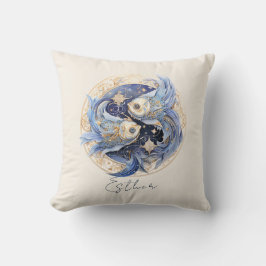 天のファンタジー魚の〔占星術の〕十二宮図記号の魚座 クッション