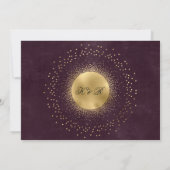 天のブルゴーニュ金ゴールドムーンアンドスターズ結婚ズ 招待状 (裏面)