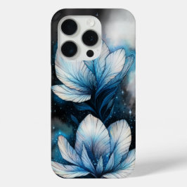 天のマグノリア星付き青と白い花 iPhone 15 PROケース