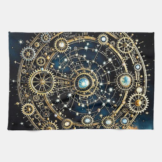 天のメカニズム宇宙アート キッチンタオル (横)