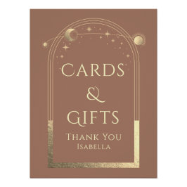 天のモカ金ゴールド太陽の月の星のカードとギフト ポスター