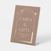 天のモカ金ゴールド太陽の月の星のカードとギフト 台座サイン (正面)