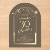 天のモカ金ゴールド太陽の月の星30th誕生日 アクリル招待状 (正面)