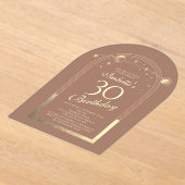 天のモカ金ゴールド太陽の月の星30th誕生日 アクリル招待状 (レイダウン)