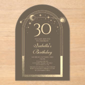 天のモカ金ゴールド太陽の月の星30th誕生日 アクリル招待状 (正面)