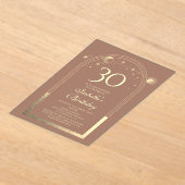 天のモカ金ゴールド太陽の月の星30th誕生日 アクリル招待状 (レイダウン)