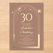 天のモカ金ゴールド太陽の月の星30th誕生日 アクリル招待状 (正面)