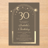 天のモカ金ゴールド太陽の月の星30th誕生日 アクリル招待状 (正面)