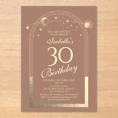 天のモカ金ゴールド太陽の月の星30th誕生日 アクリル招待状 (正面)