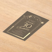 天のモカ金ゴールド太陽の月の星30th誕生日 アクリル招待状 (レイダウン)