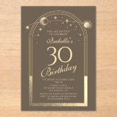 天のモカ金ゴールド太陽の月の星30th誕生日 アクリル招待状 (正面)