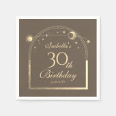 天のモカ金ゴールド太陽の月の星30th誕生日 スタンダードカクテルナプキン (正面)