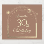 天のモカ金ゴールド太陽の月の星30th誕生日 スパークリングワインラベル (シングルラベル)
