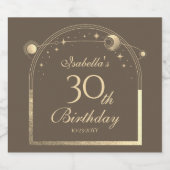 天のモカ金ゴールド太陽の月の星30th誕生日 スパークリングワインラベル (シングルラベル)