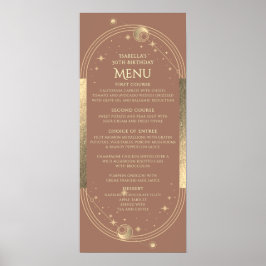 天のモカ金ゴールド太陽の月の星30th誕生日 ポスター